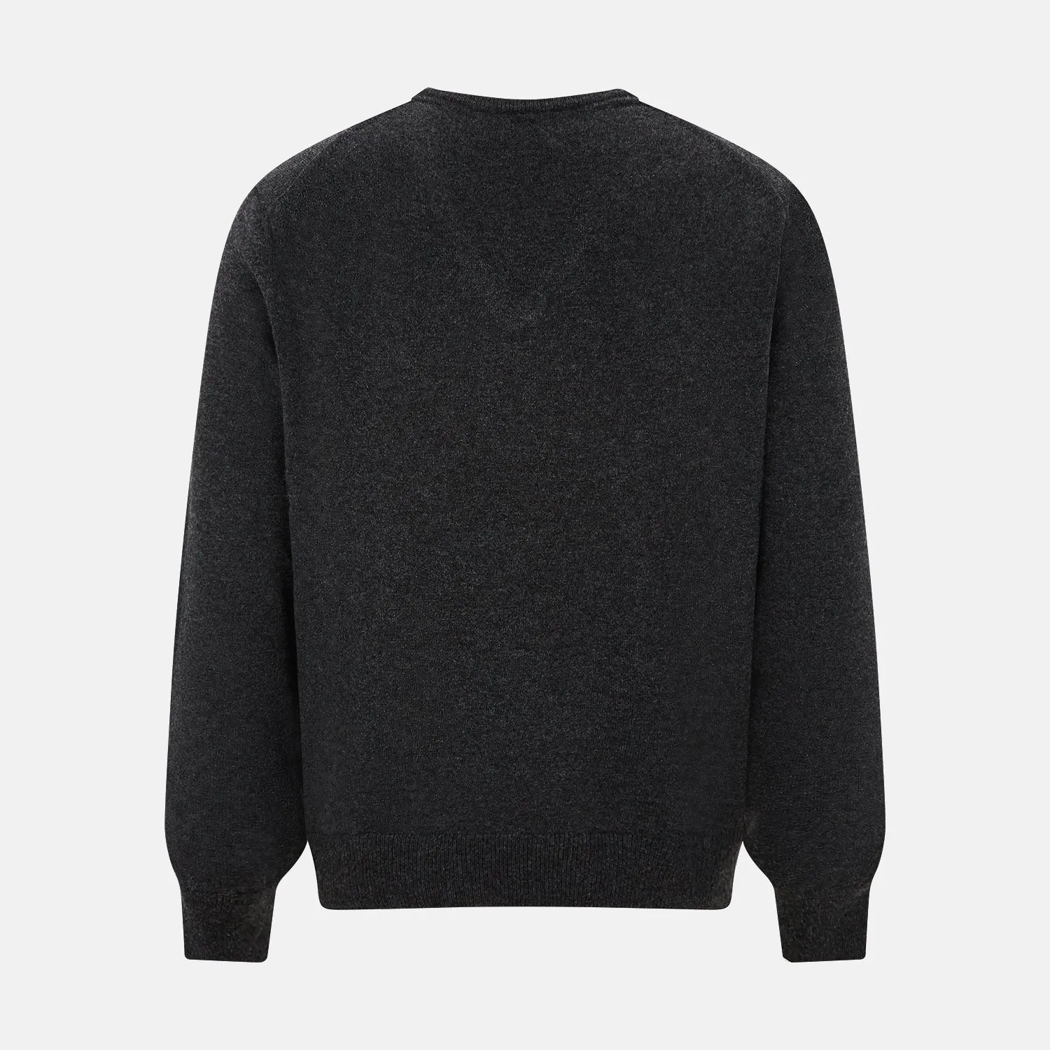 Charcoal Grey Melange V-Neck Cashmere Jumper