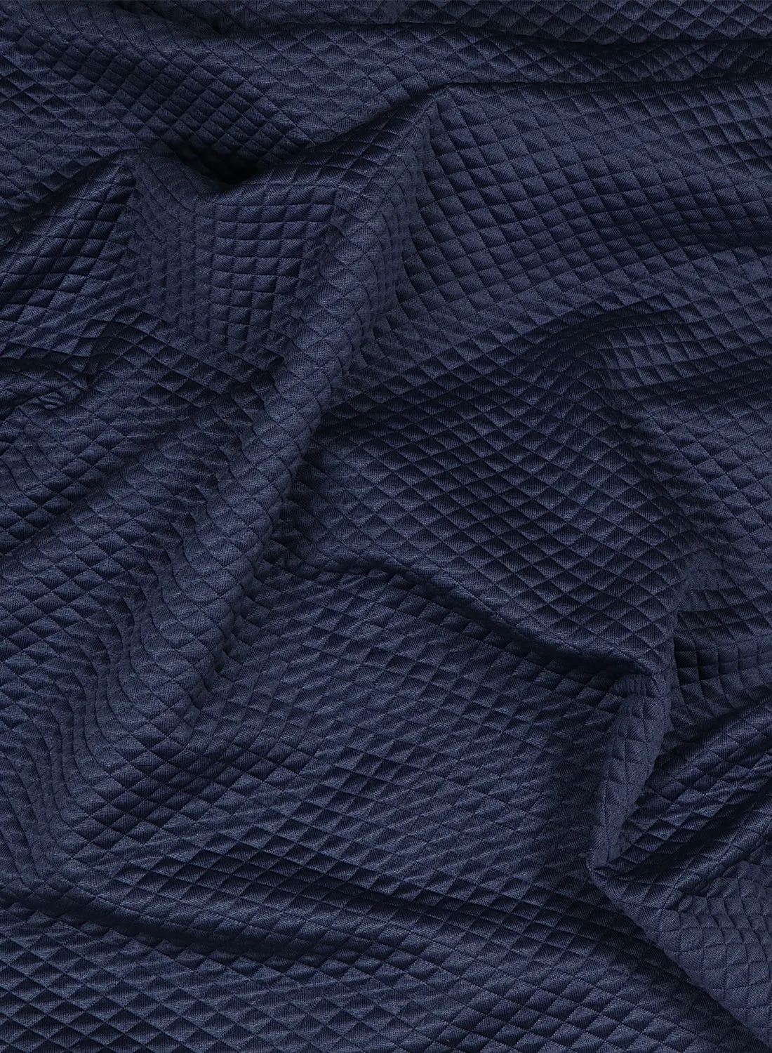 Checks Navy Blue Quilted Fabric