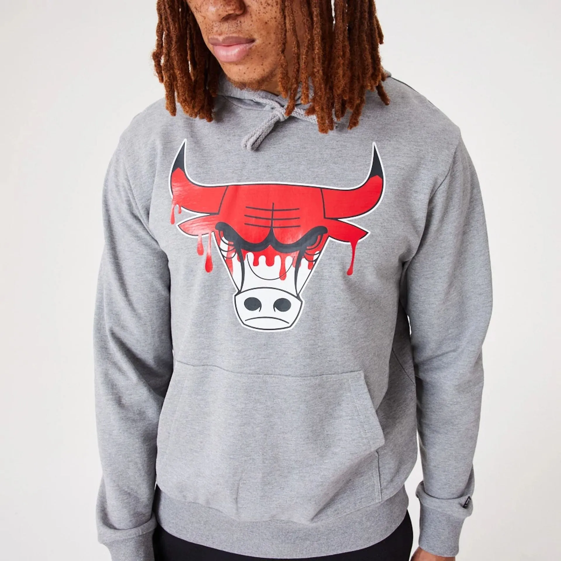 Chicago Bulls NBA Drip Logo Medium Grey Pullover Hoodie