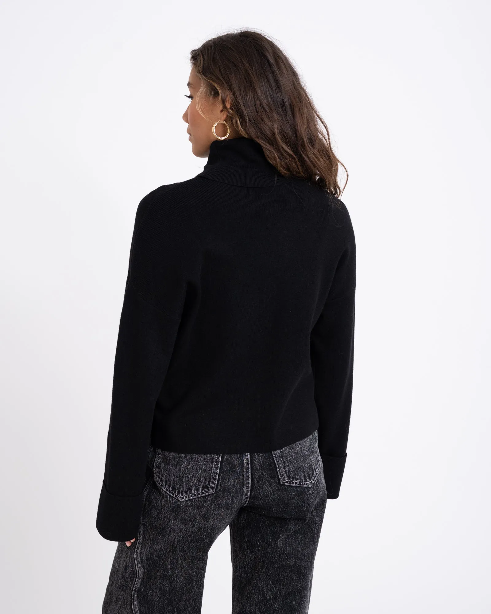 Cloe LS Roll Neck Knit Black