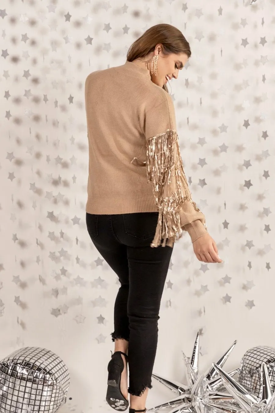 Counting Down Sequin Fringe Sweater