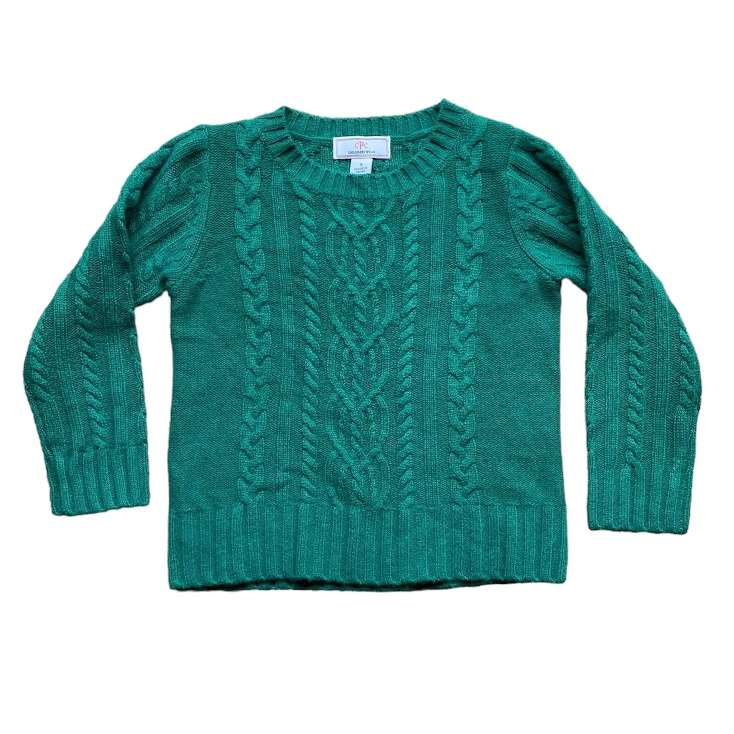 CPC Childrenswear Green Cable Cashmere Sweater