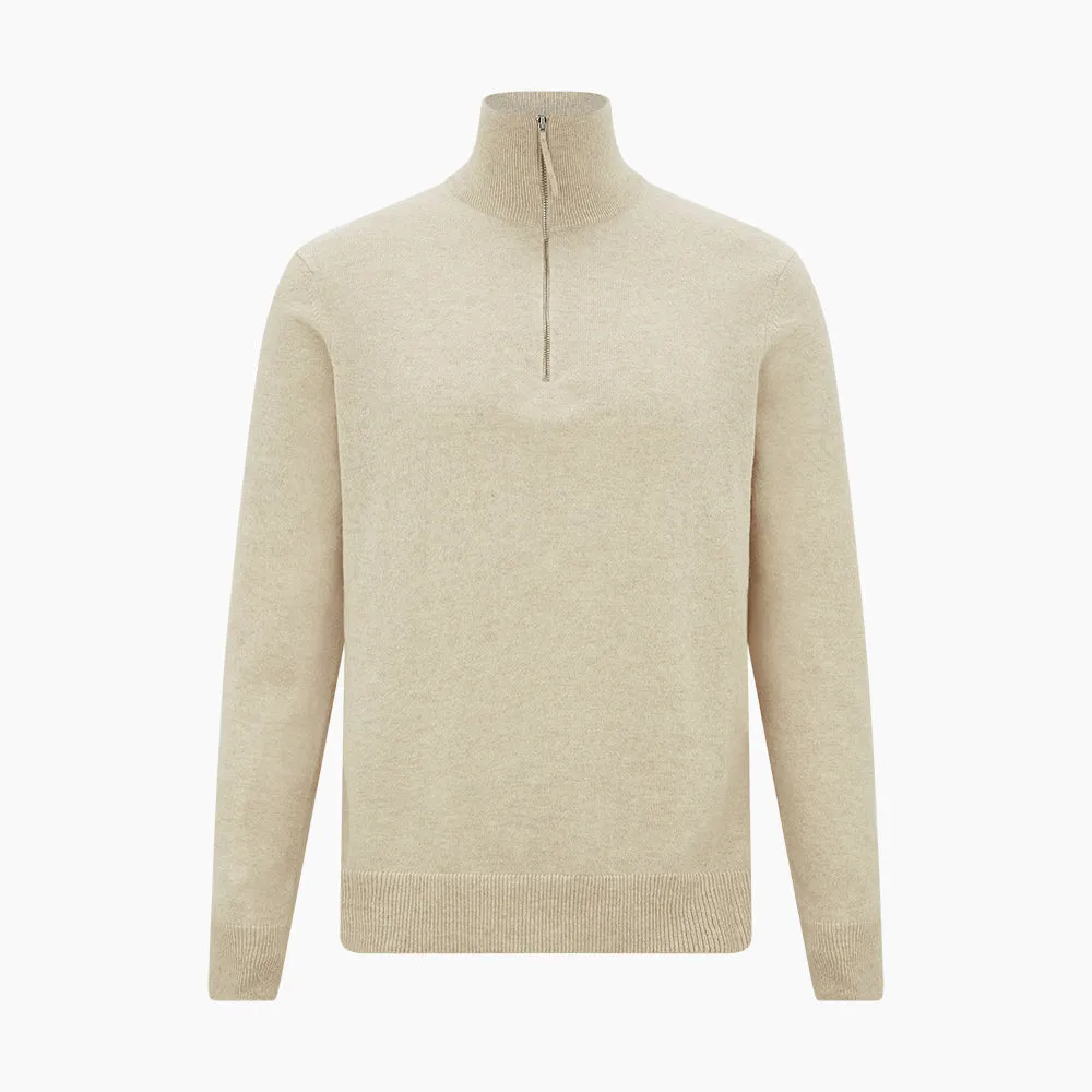 Cream Half-Zip Cashmere Jumper