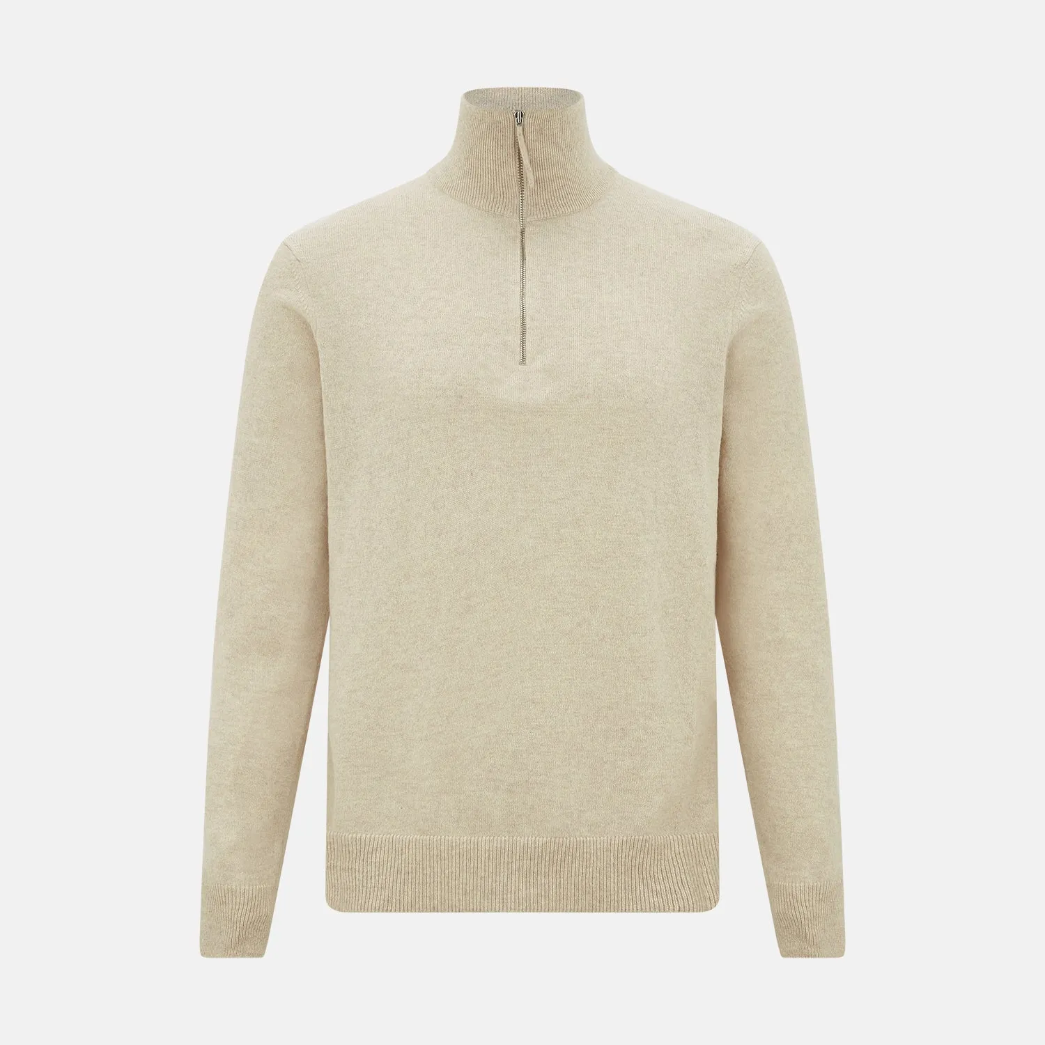 Cream Half-Zip Cashmere Jumper