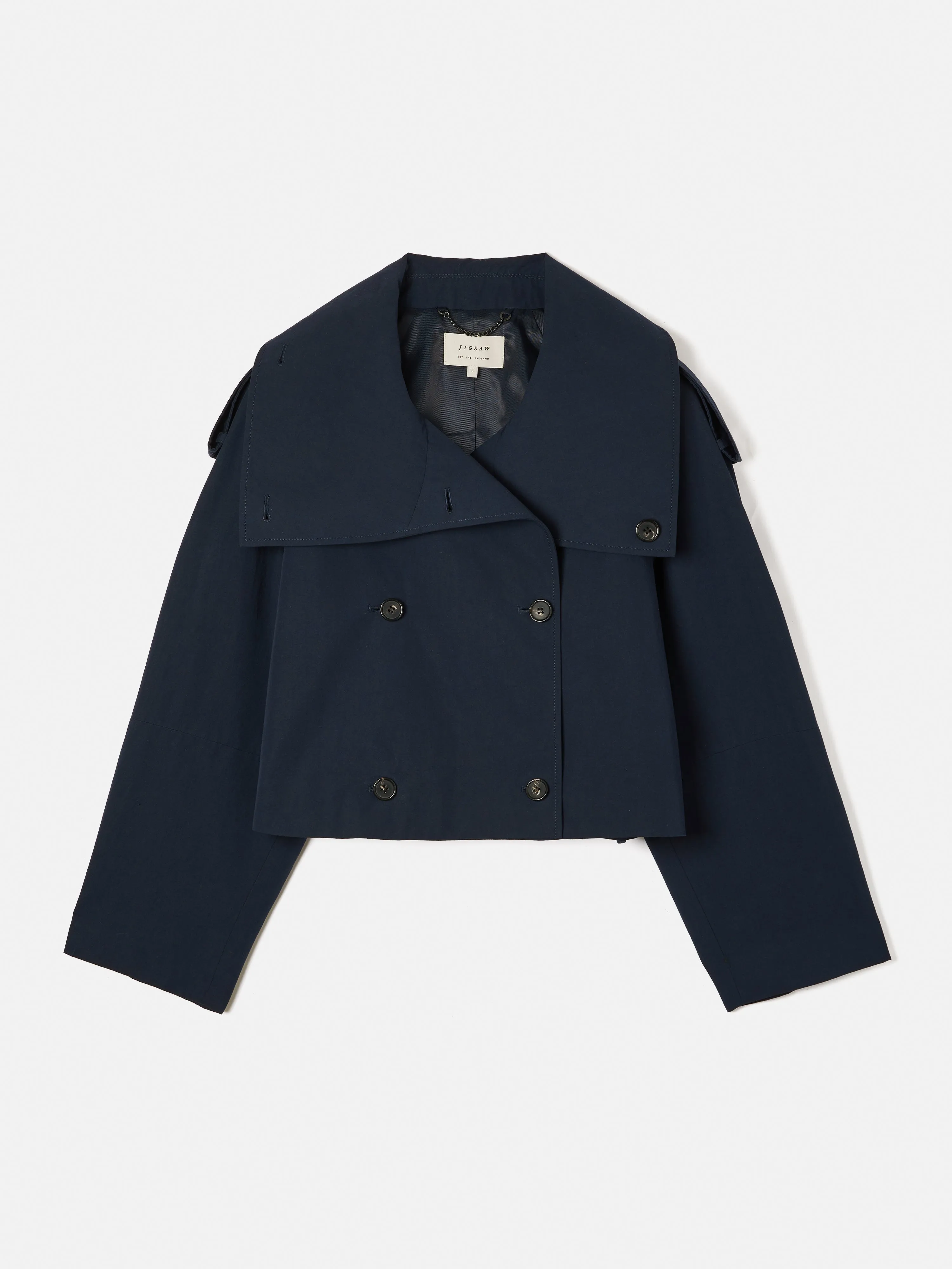 Cropped Cotton Trench Jacket | Navy