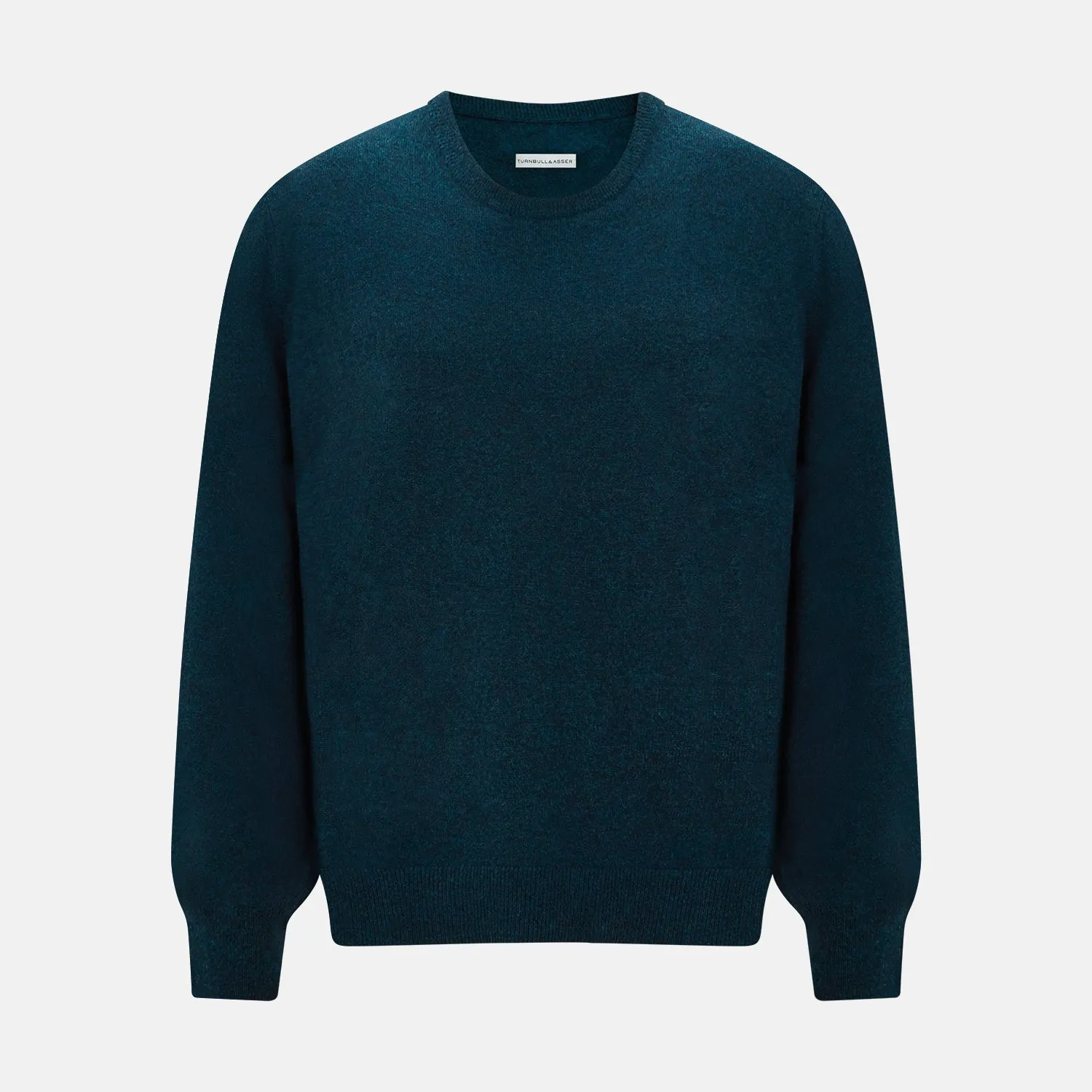 Dark Green Melange Cashmere Round Neck Jumper