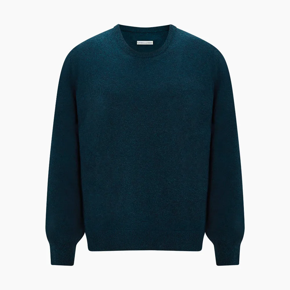 Dark Green Melange Cashmere Round Neck Jumper