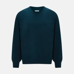 Dark Green Melange Cashmere Round Neck Jumper