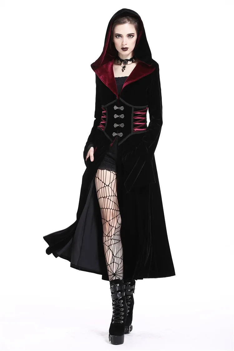 DARK IN LOVE Gothic Black red button lace-up long jacket JW164