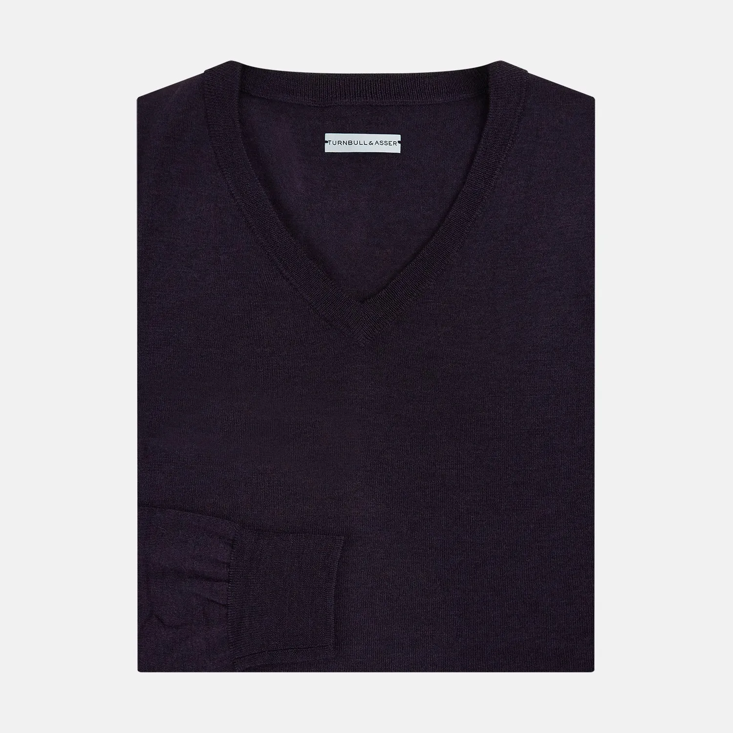 Dark Purple Fine Merino V-Neck Jumper