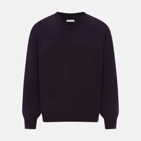 Dark Purple Fine Merino V-Neck Jumper