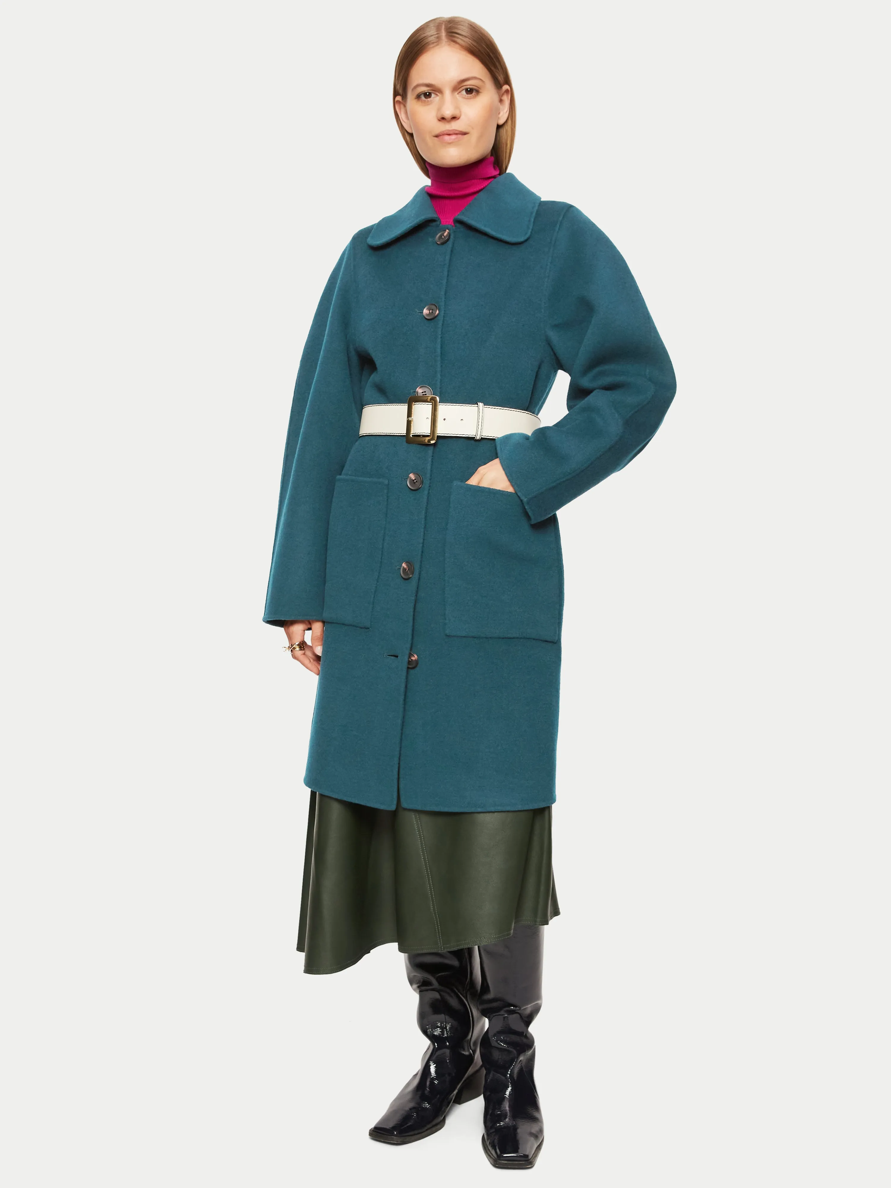 Double Faced Collar Coat | Teal