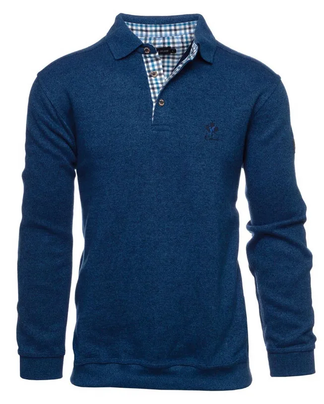 Ethnic Blue Polo Sweater, Indigo/Royal