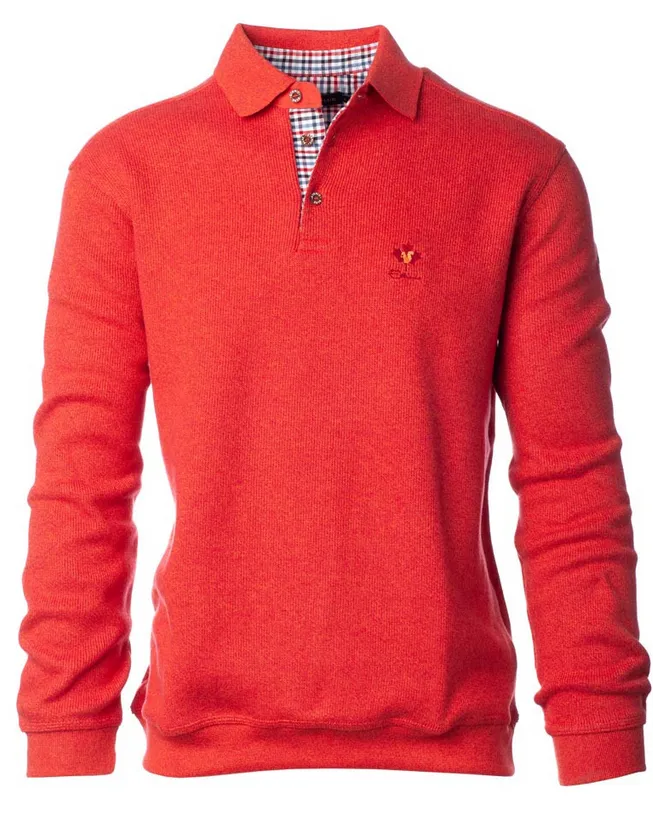 Ethnic Blue Polo Sweater, Red