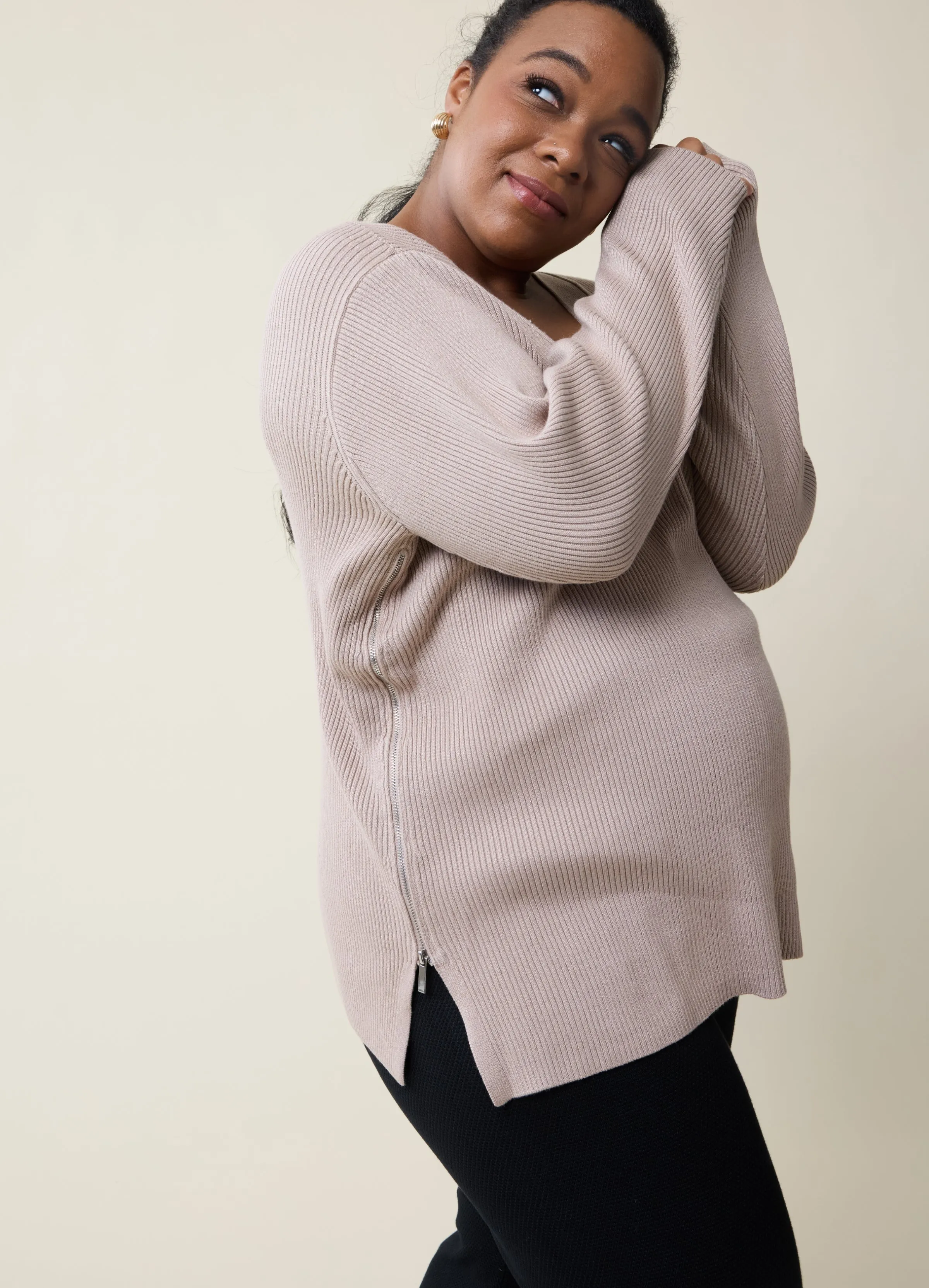 Everyday Side Zip Nursing   Maternity Sweater