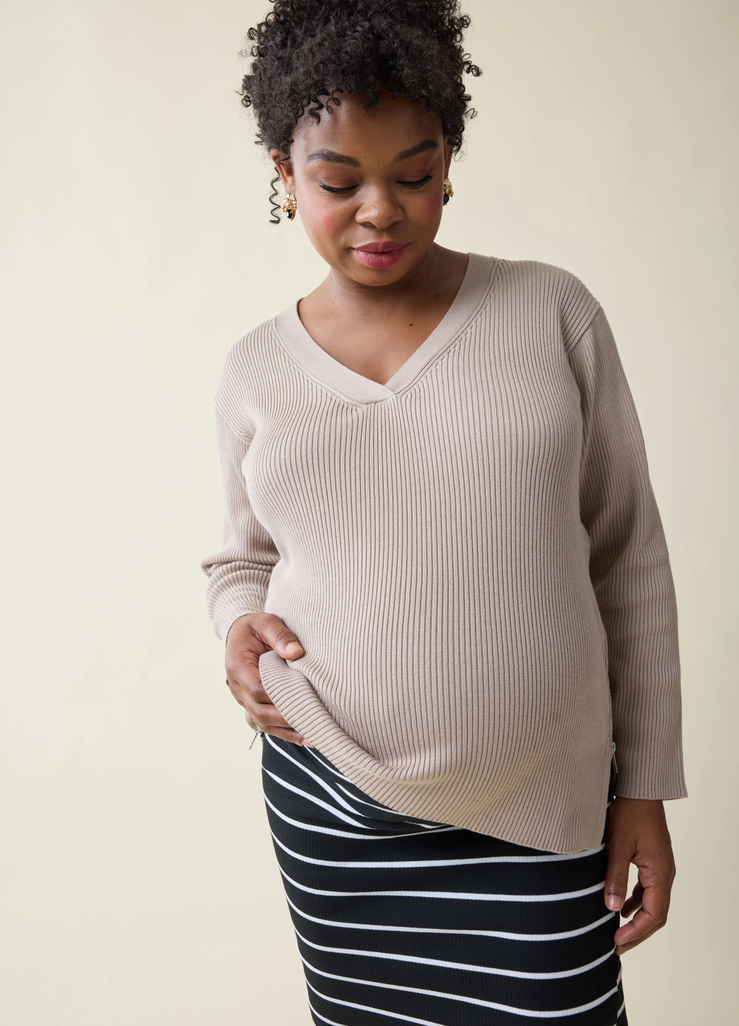 Everyday Side Zip Nursing   Maternity Sweater