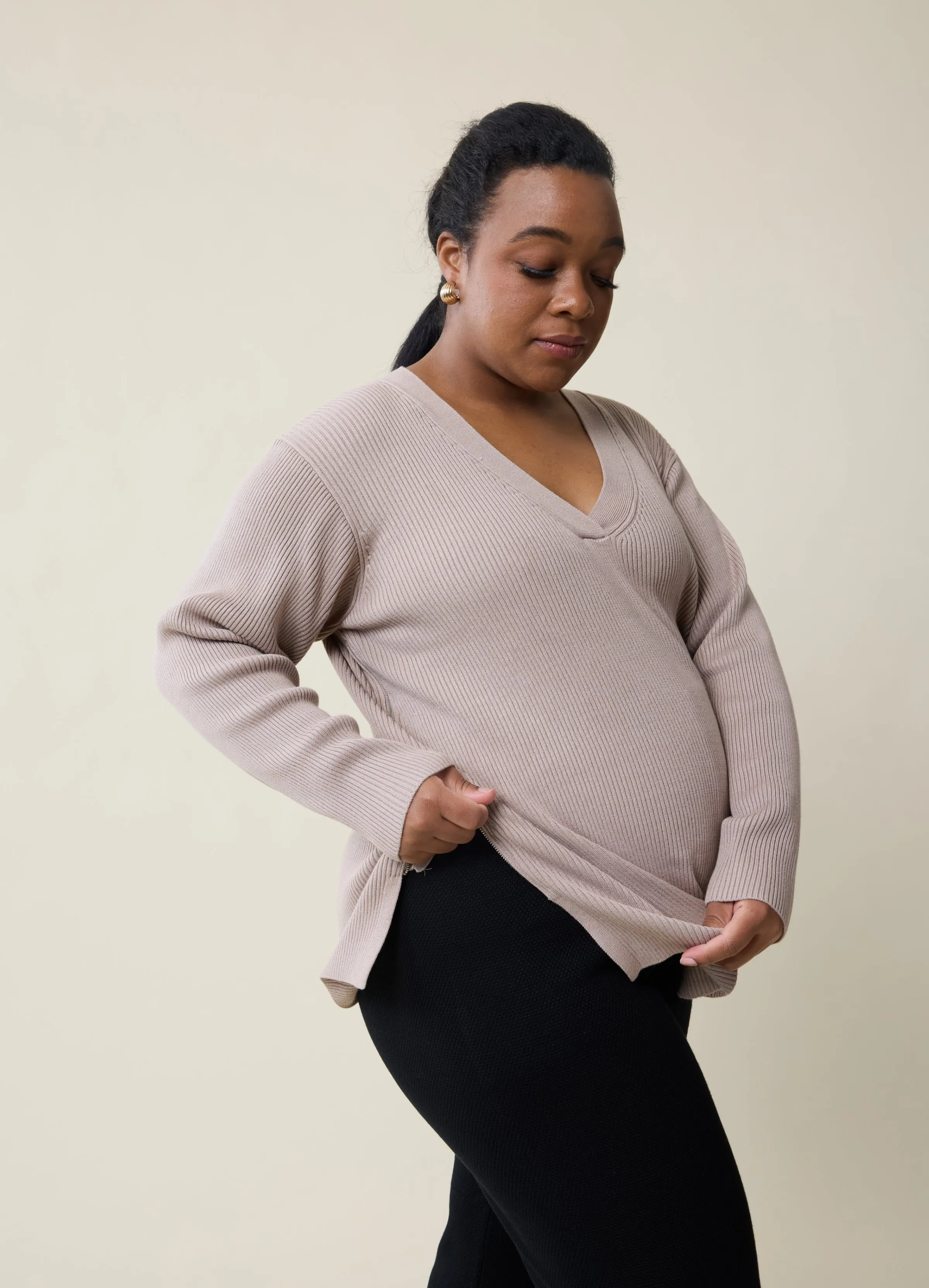 Everyday Side Zip Nursing   Maternity Sweater