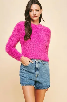 FUZZY SWEATER IN PINK