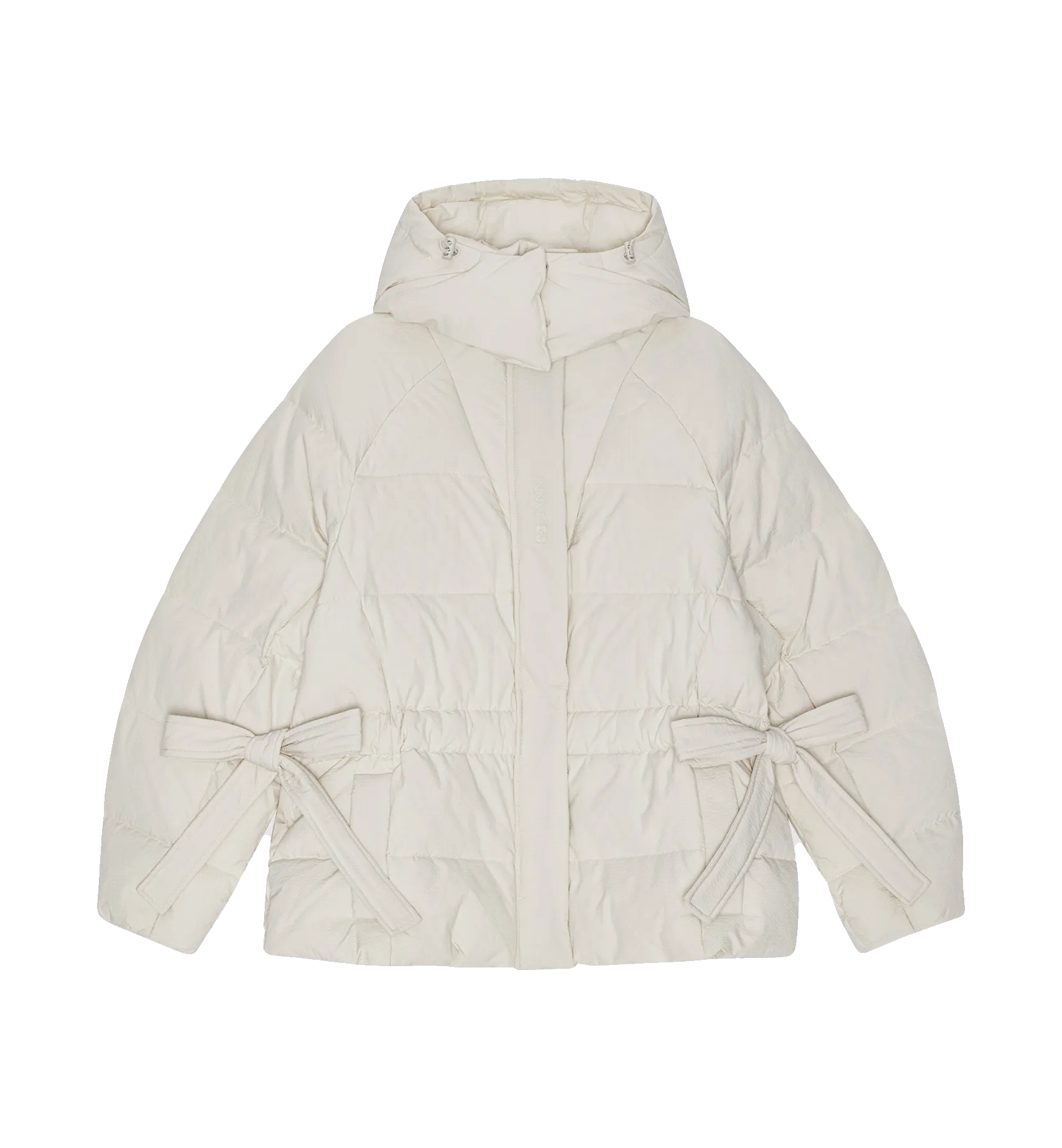 GANNI White Seersucker Puffer Jacket