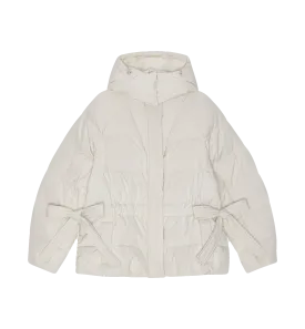 GANNI White Seersucker Puffer Jacket