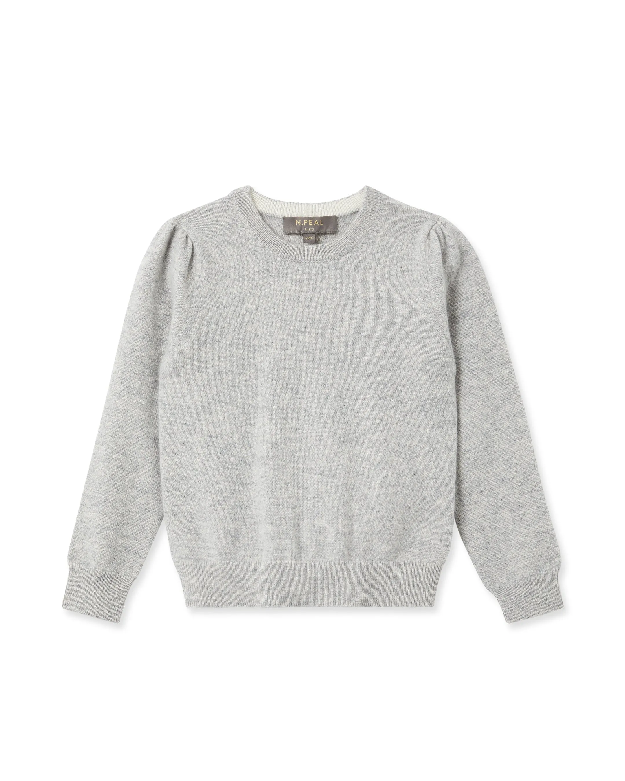 Girls Round Neck Cashmere Sweater Fumo Grey