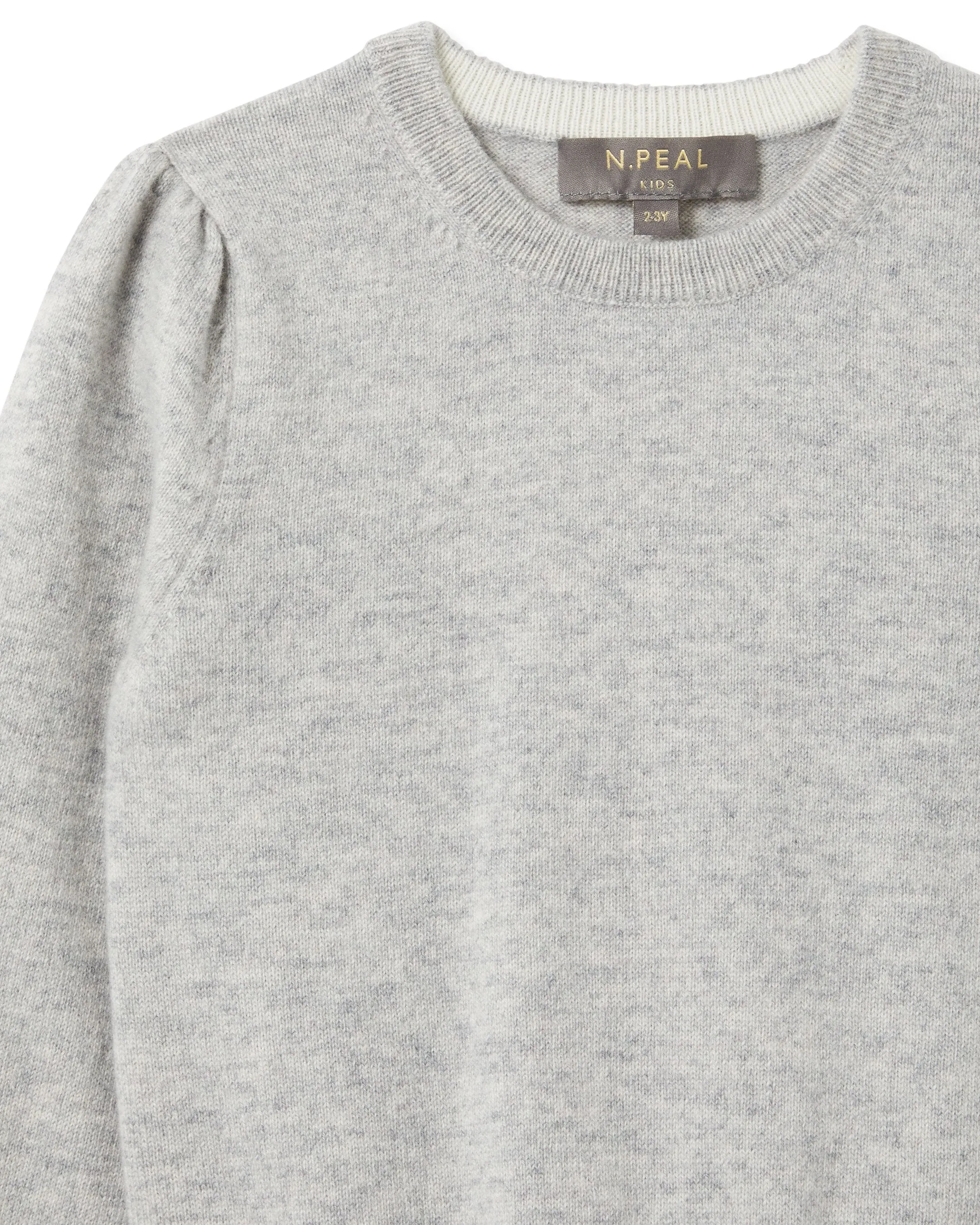 Girls Round Neck Cashmere Sweater Fumo Grey