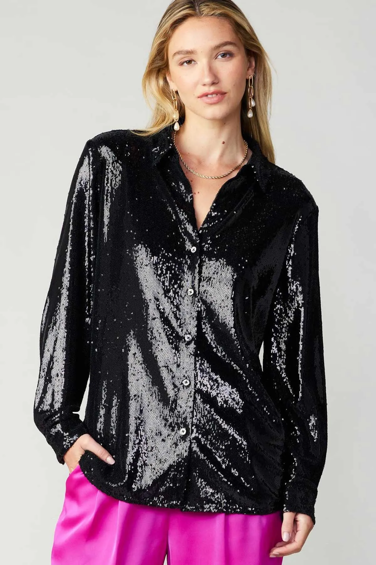 Glitter Button Down Shirt