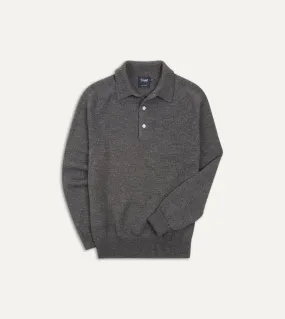 Grey Merino Wool Knitted Polo