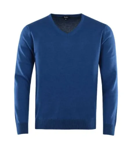 Hajo Blue Merino Wool V-Neck Jumper Blue