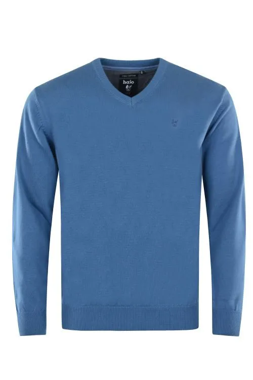 Hajo Blue Pima Cotton Pullover Jumper Blue