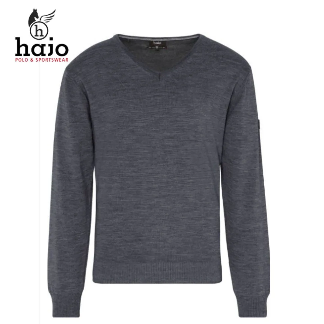 Hajo Merino Wool Charcoal V-Neck Jumper Charcoal