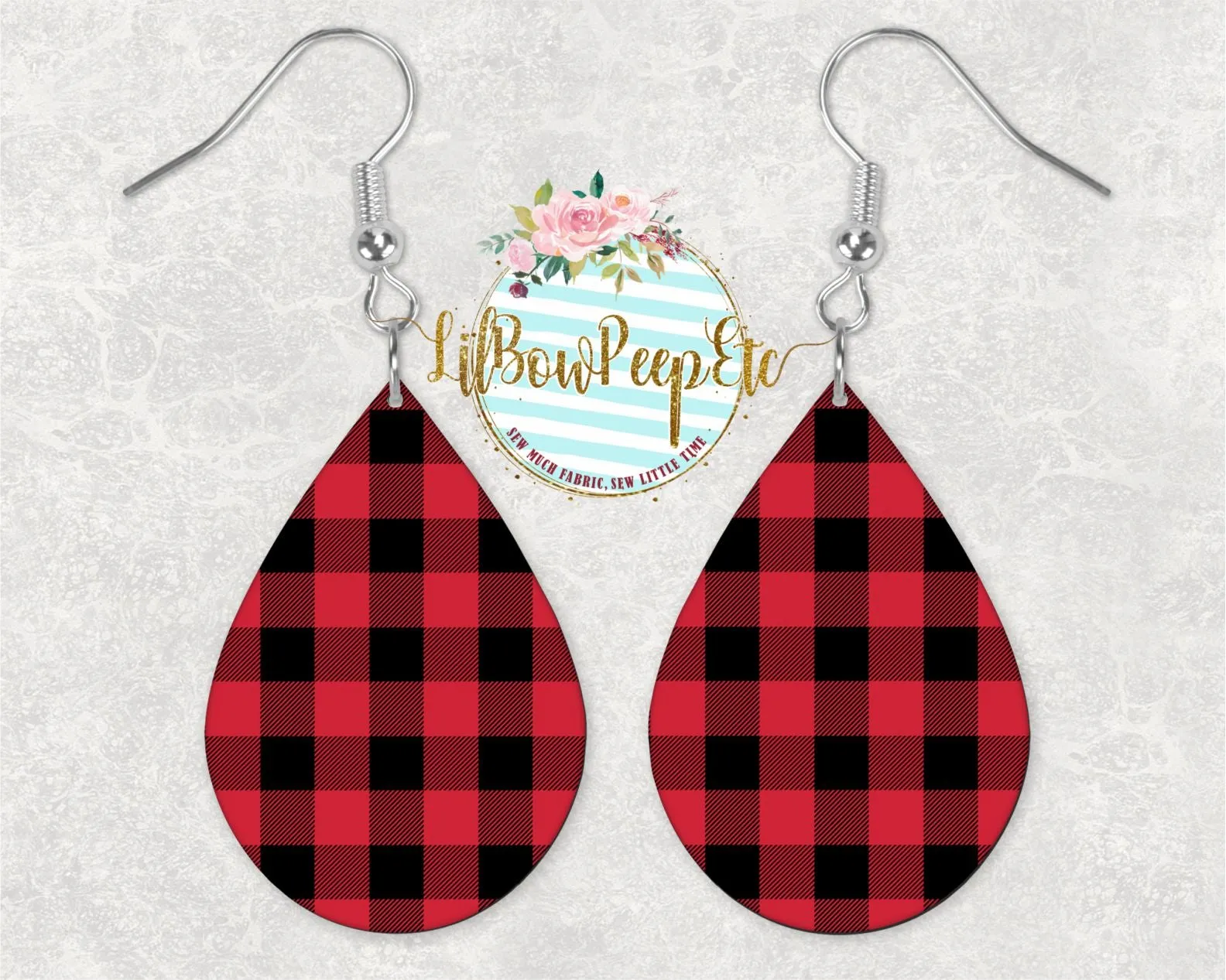 Hardboard Earrings Buffalo Plaid Red