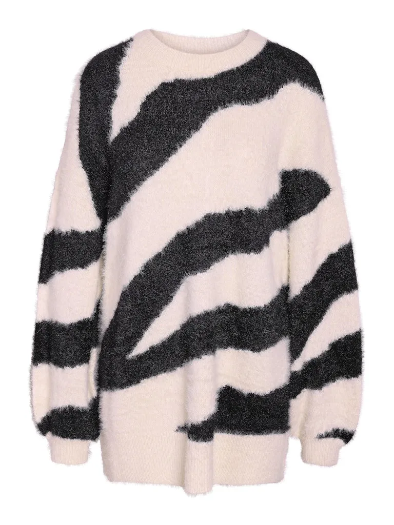 Heidi O-Neck Knit Eggnog/Black