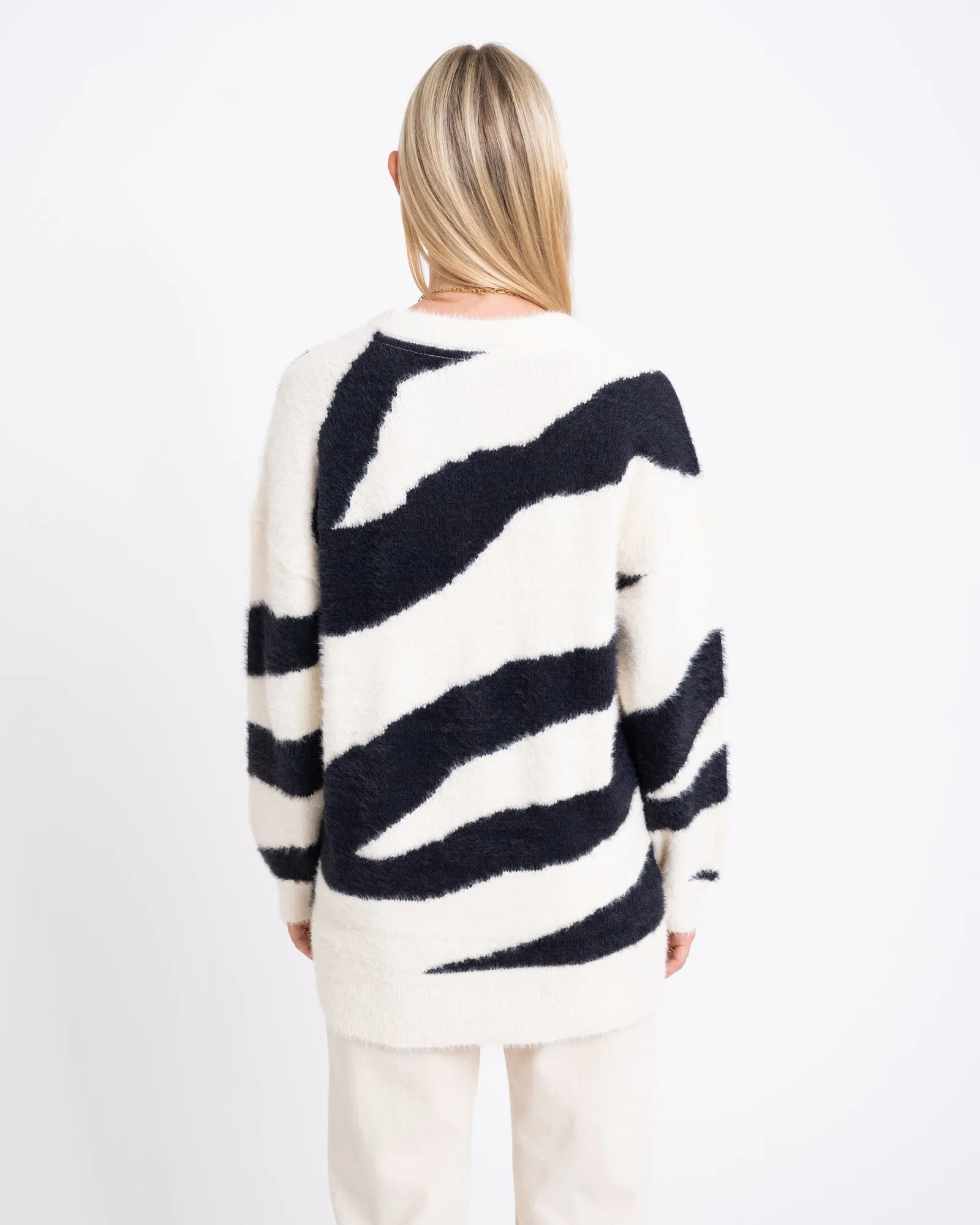 Heidi O-Neck Knit Eggnog/Black