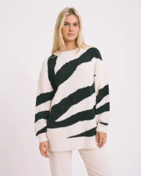 Heidi O-Neck Knit Eggnog/Black