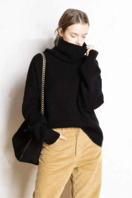 Hot Sale High Collar 5 Colors Pullover 100% Cashmere Knitted Jumpers