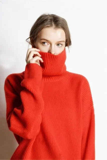 Hot Sale High Collar 5 Colors Pullover 100% Cashmere Knitted Jumpers