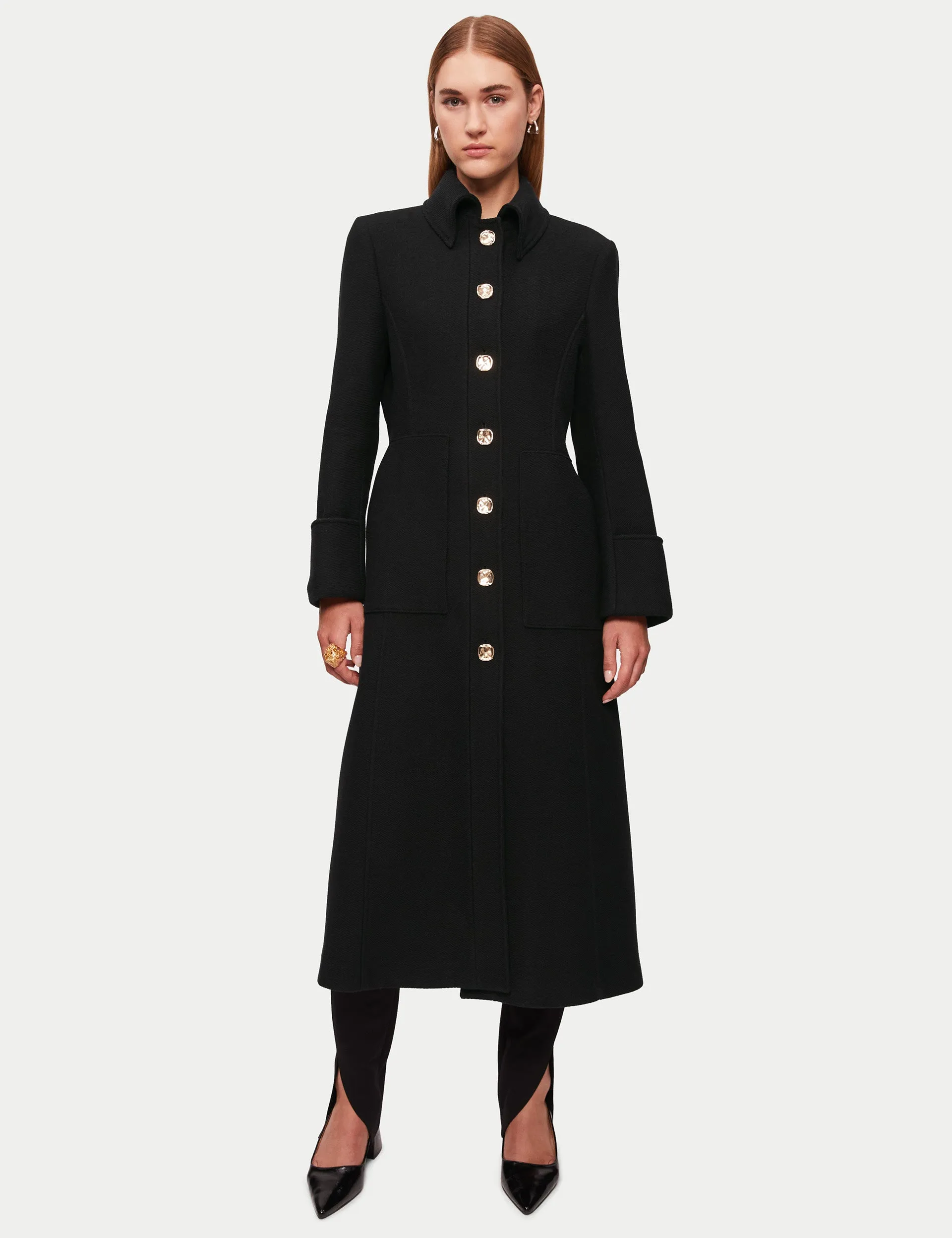 Italian Wool Military Coat | Black