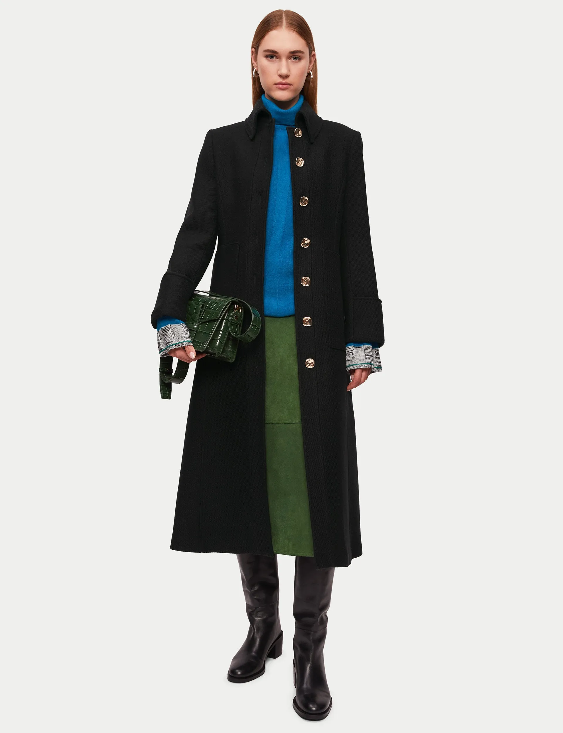 Italian Wool Military Coat | Black