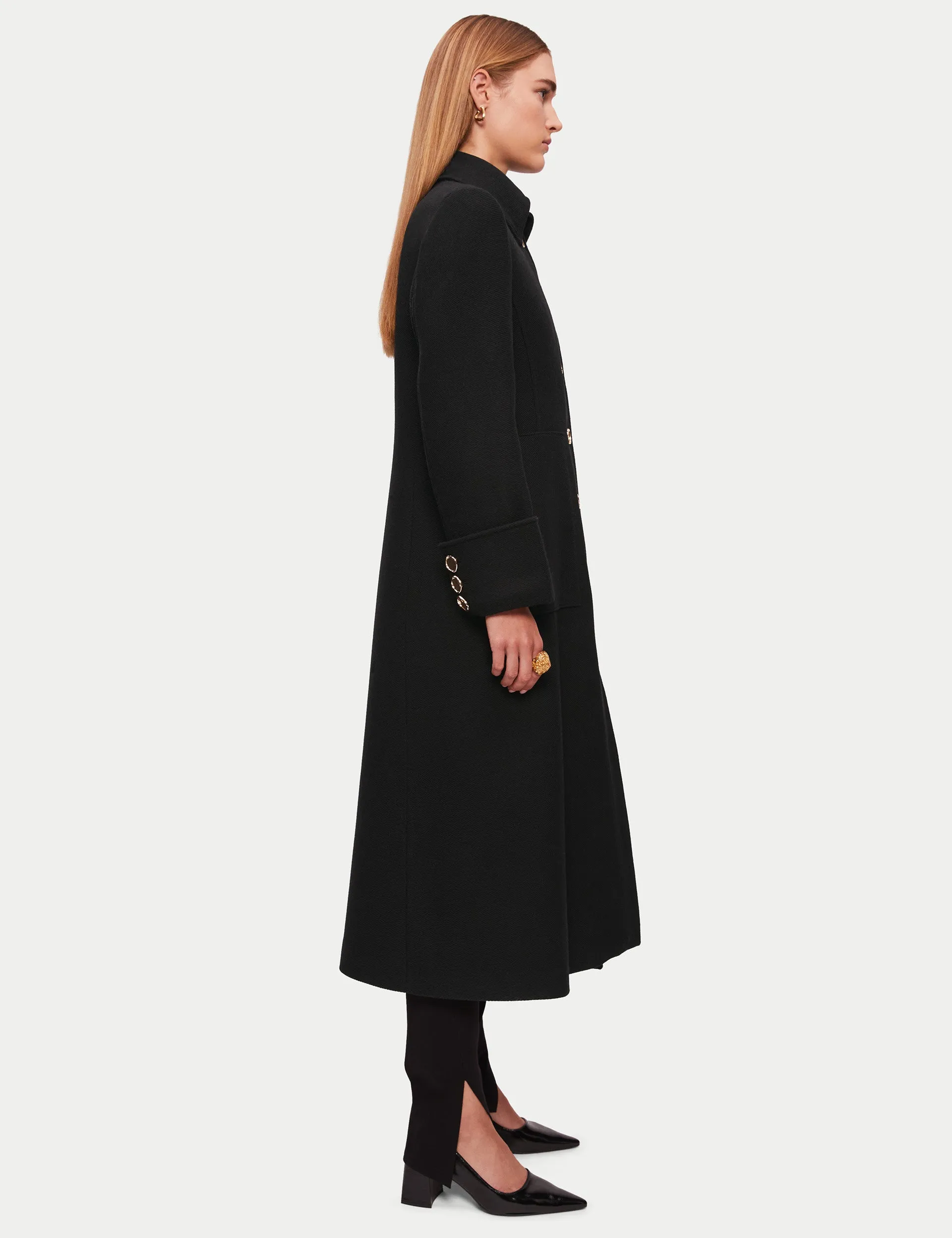 Italian Wool Military Coat | Black