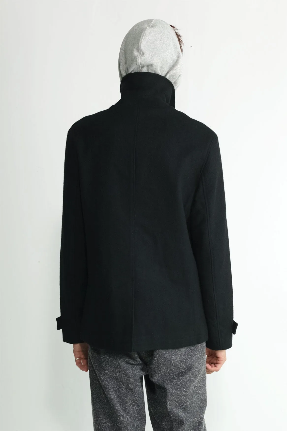 Japanese Loden Pea Coat in Black