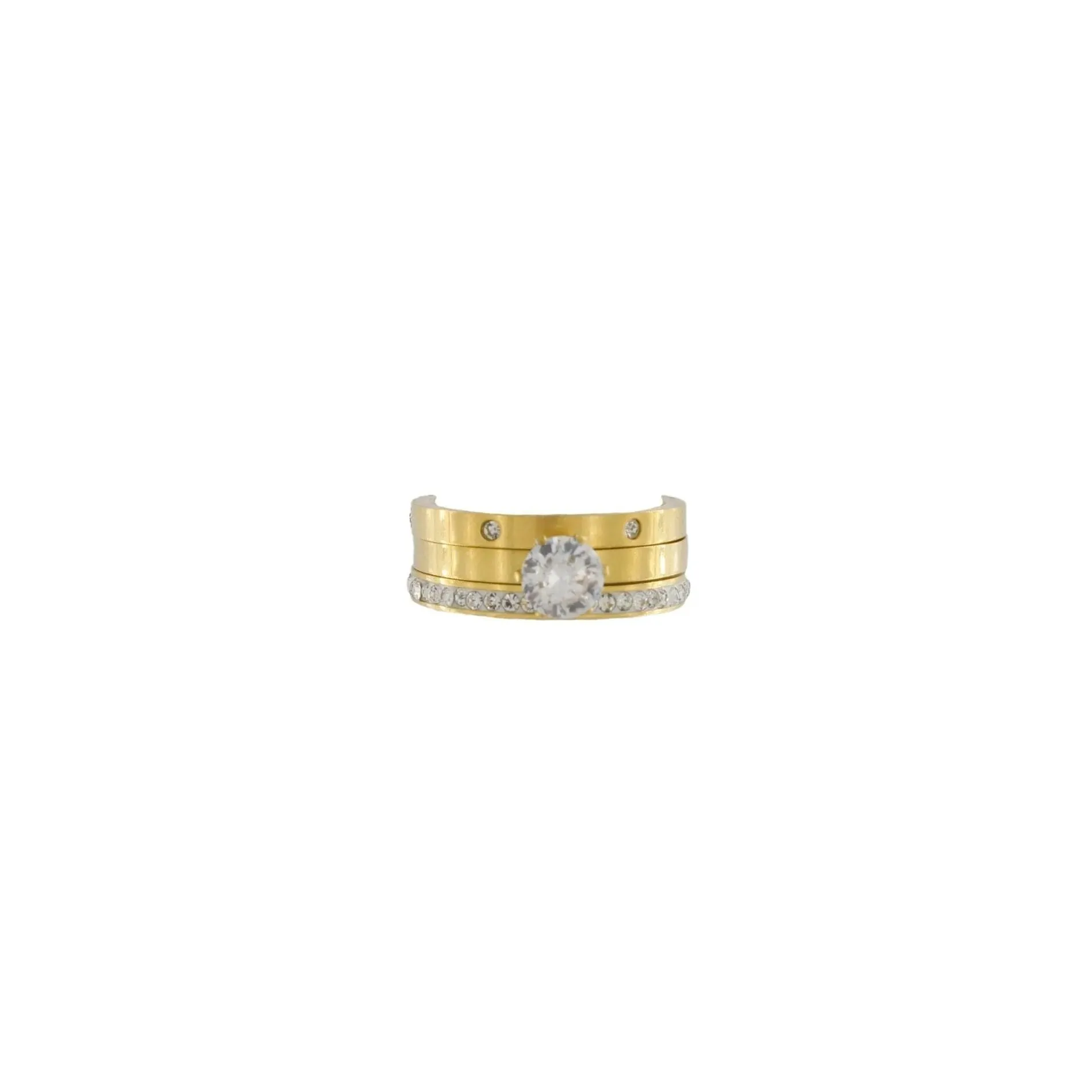 Joy Waterproof Clear CZ 3in1 Ring 18K Gold Plating