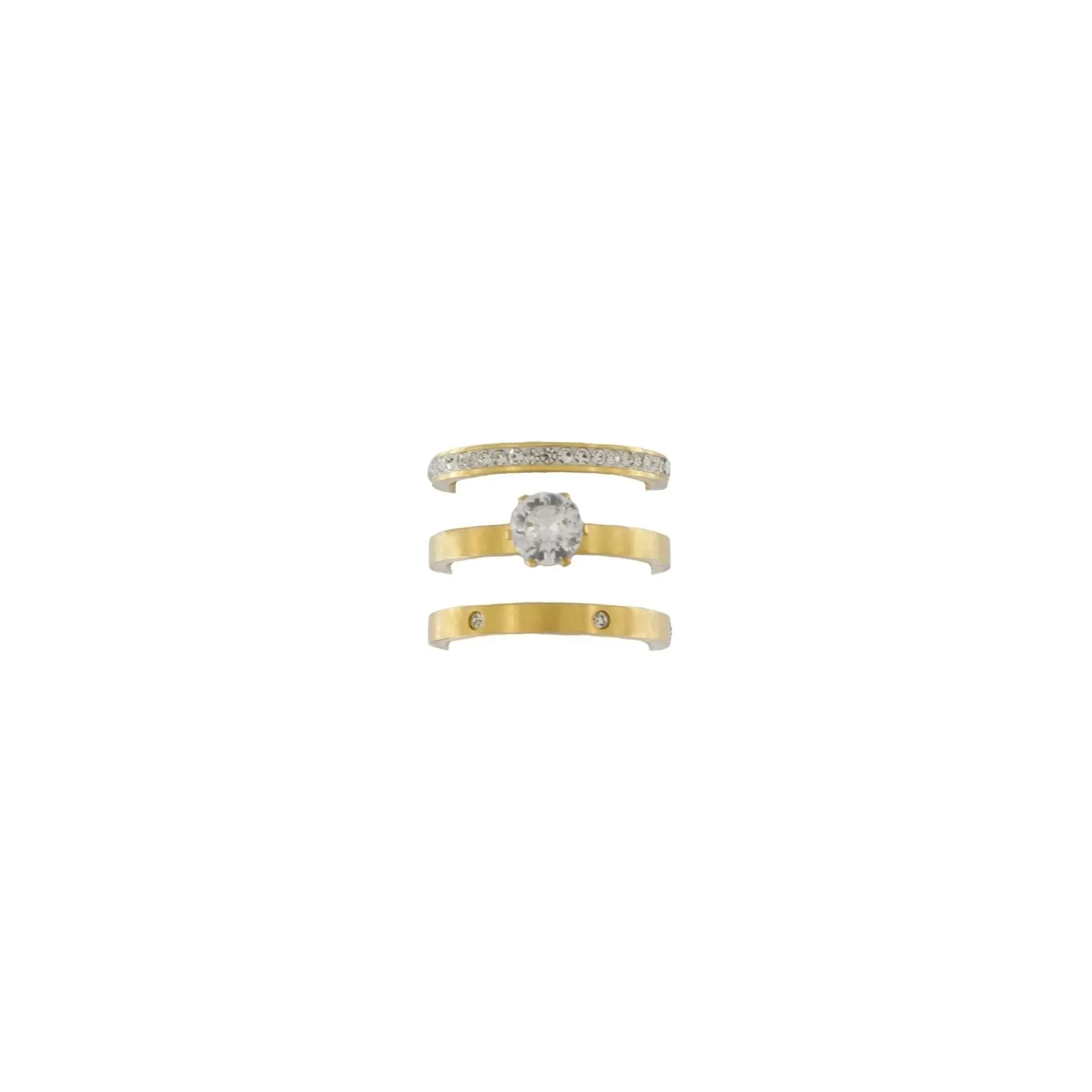 Joy Waterproof Clear CZ 3in1 Ring 18K Gold Plating