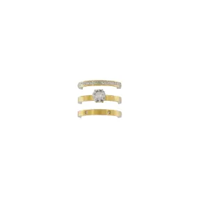 Joy Waterproof Clear CZ 3in1 Ring 18K Gold Plating