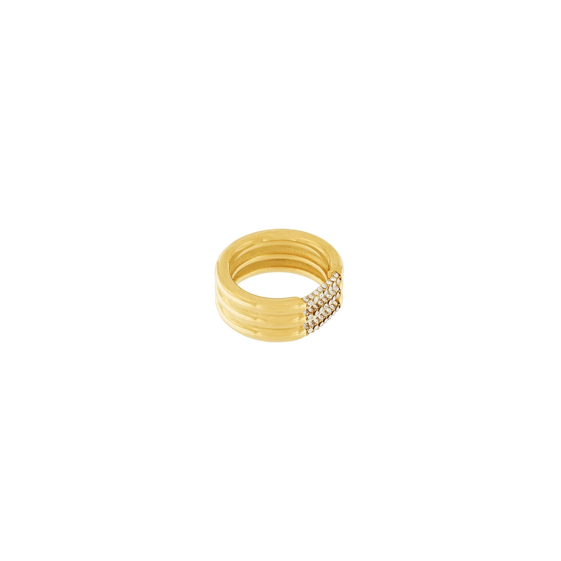 Joy Waterproof Clear CZ Triple Row Ring 18K Gold Plating