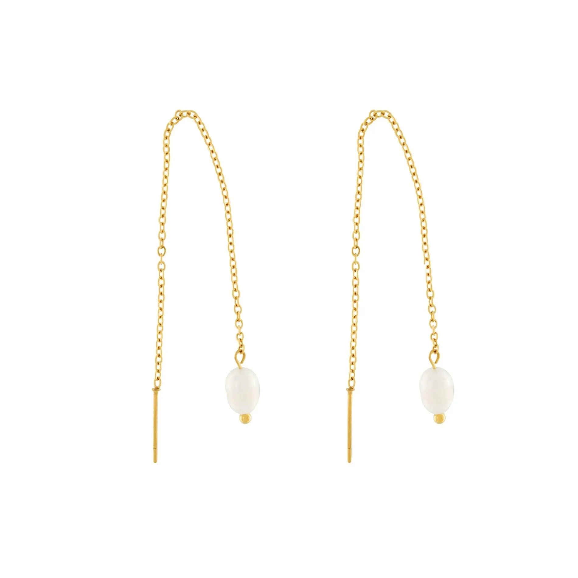 Joy Waterproof Simple Chain Pearl Earring 18K Gold Plating