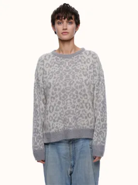 Kimry Leopard Crewneck in Brushed Recycled Cashmere & Mohair