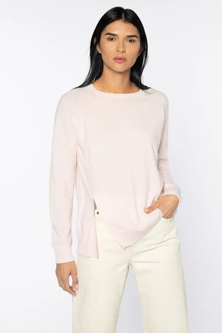 Kinross Cashmere Coverstitch Zip Sweatshirt