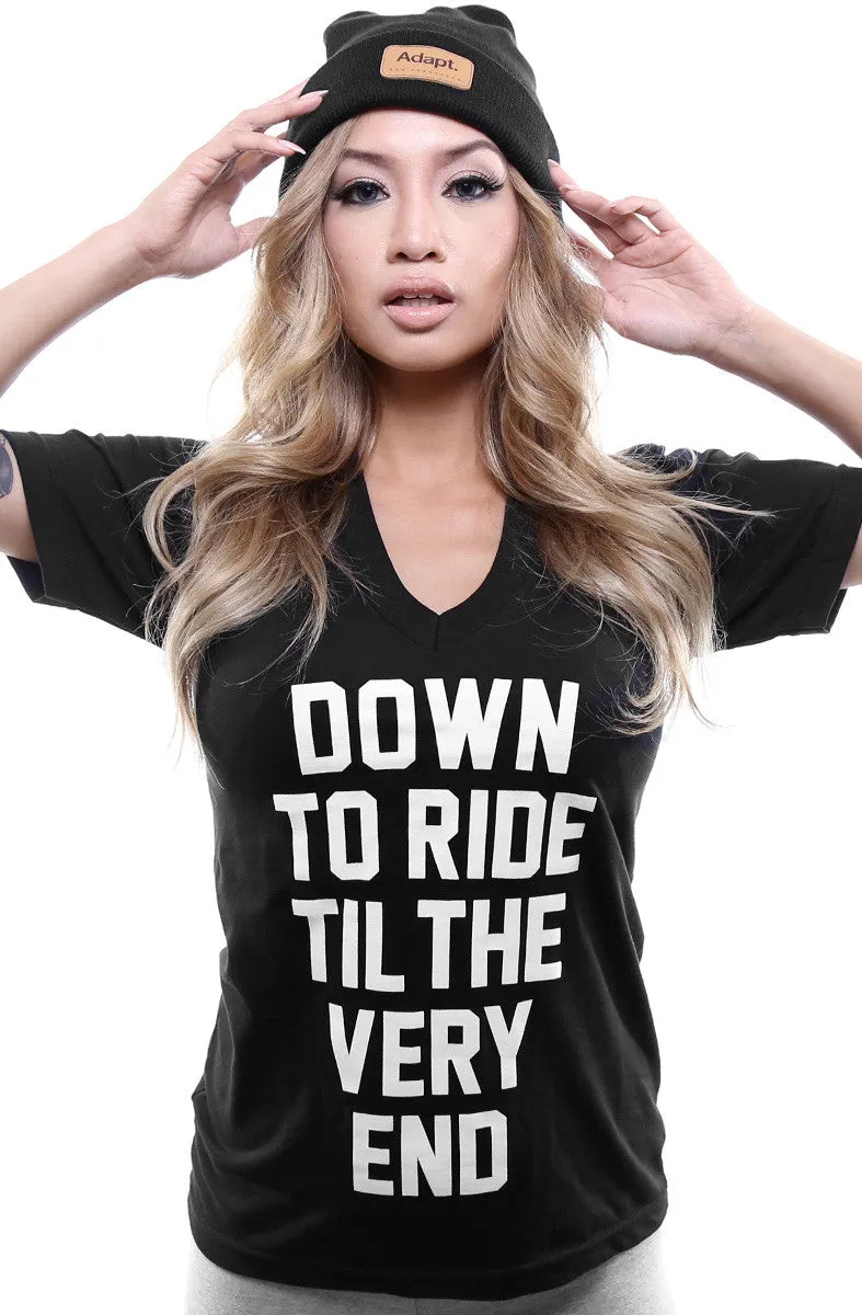 LAST CALL - Breezy Excursion X Adapt :: Down To Ride (Bonnie) (Women's Black V-Neck)