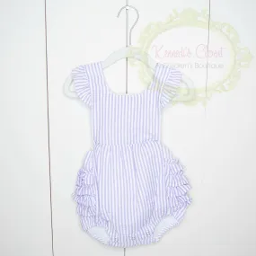 Lavender Seersucker Ruffle Bubble